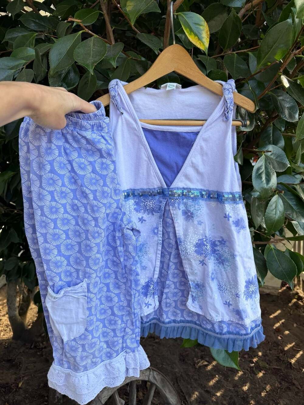 Naartjie Kids Purple Floral Sleeveless Top and Pants Outfit Set